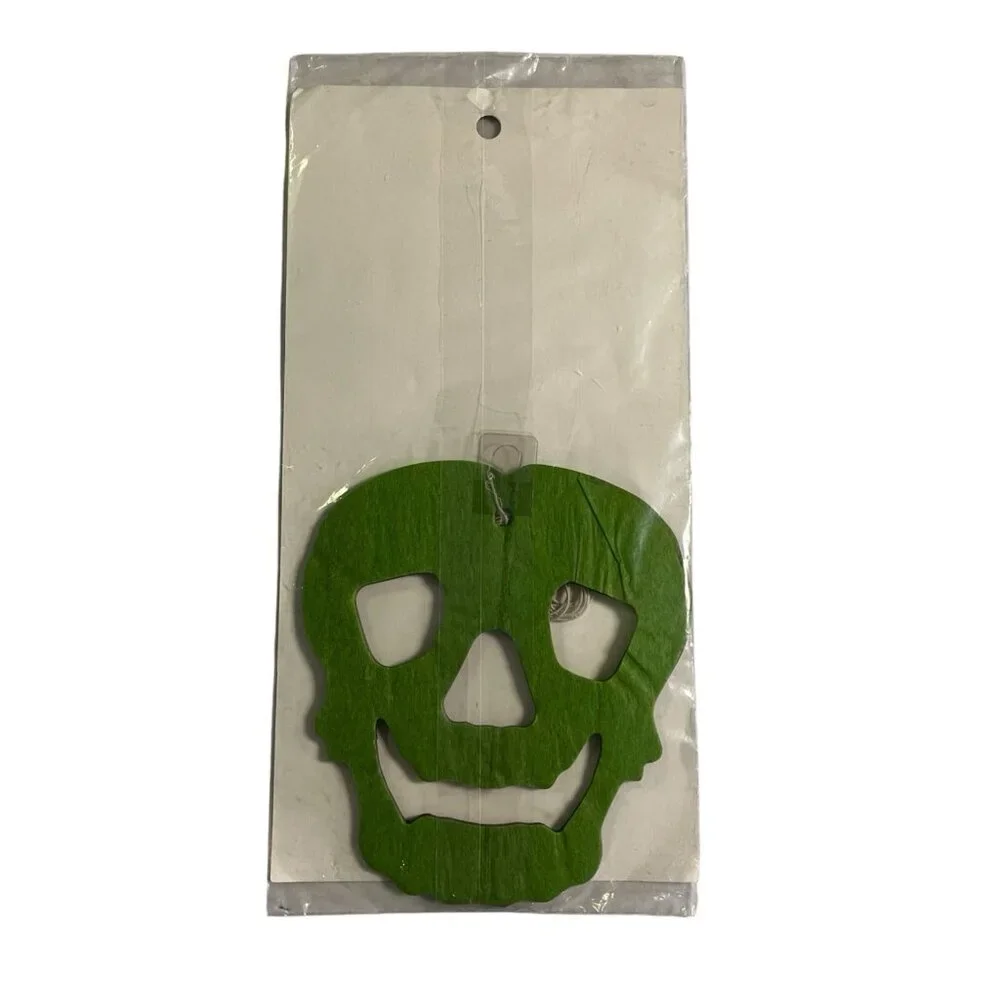 Eureka Halloween Honeycomb Halloween‎ Garland Skulls Green Purple Tissue NOS